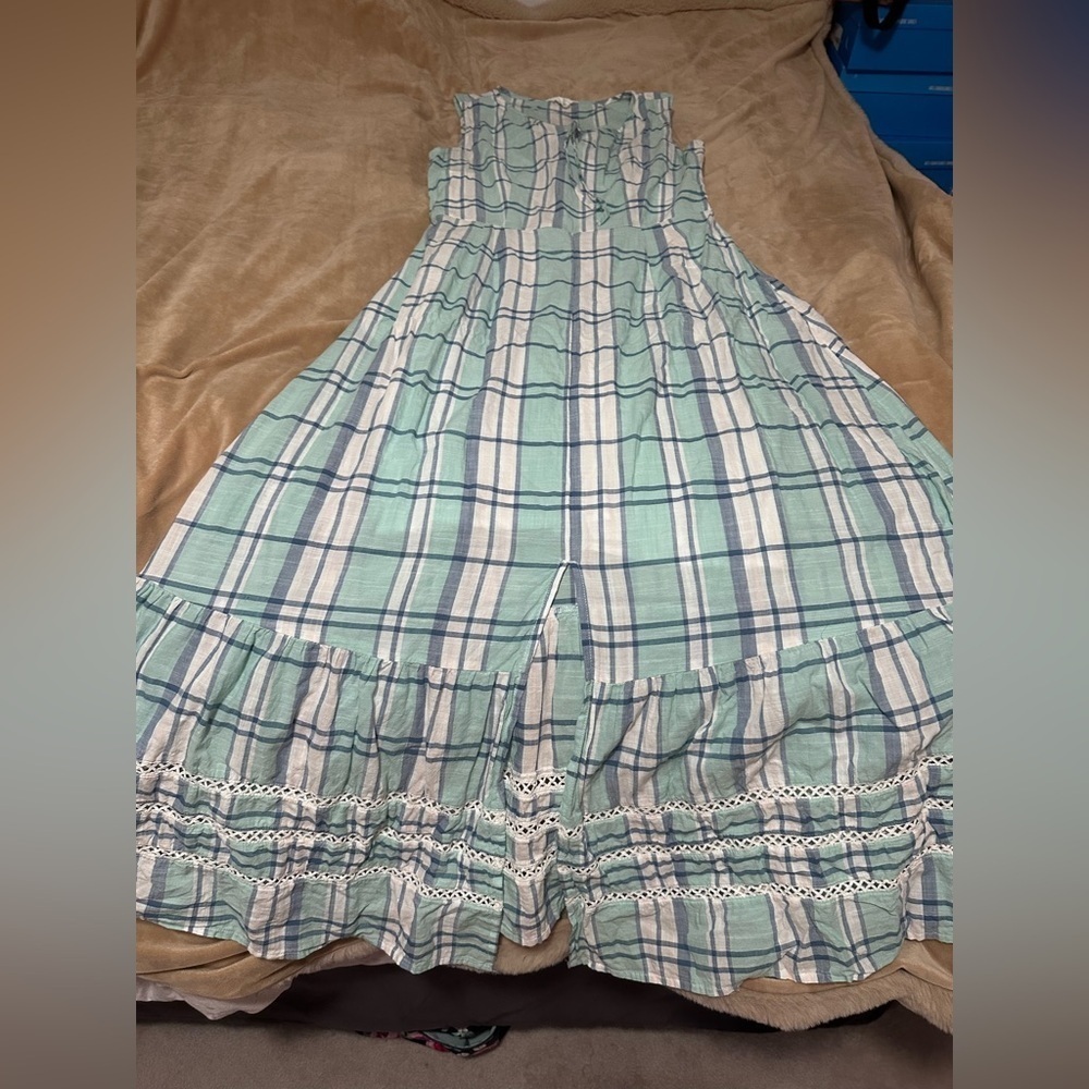 Caslon Blue and White Plaid Cotton Dress XS
